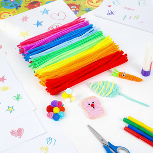 Projets de bricolage : Fils chenille colorés, nettoyeurs de tuyaux, fils pelucheux pour la création de fleurs artisanales - Product Image 1