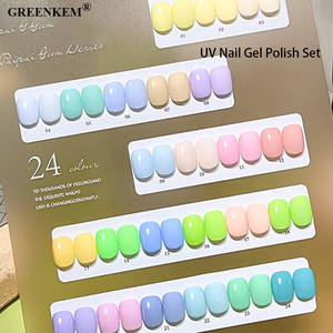 24 colores Macaron Gel Nail Art Set TPO HEMA Free Solid Baby Blue Candy Tones Polish para salón UV Nail Gel Polish Set - Product Image 4