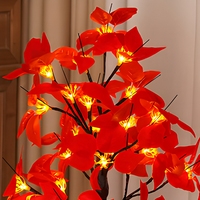 Lampu Motif Bunga Poinsettia Natal LED 24 Kepala untuk Dekorasi Rumah dan Acara Liburan