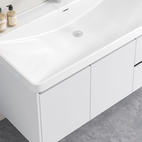 Ensemble de meubles de salle de bain en aluminium, résistant à la rouille et à l'eau, avec vasque en céramique, miroir LED et armoire murale de rangement, pour projets et vente en gros