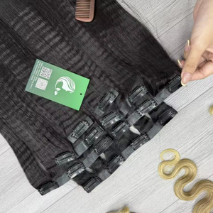 Extensions de cheveux à clips sans couture, 100% cheveux Remy naturels, lisses et crépus, cuticules alignées, cheveux vietnamiens, vente en gros - Product Image 4