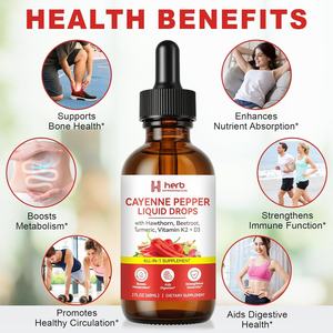 OEM/ODM Gouttes de piment de Cayenne, extrait naturel de capsaïcine liquide, soutient la santé cardiaque et le métabolisme, 60 ml - Product Image 5