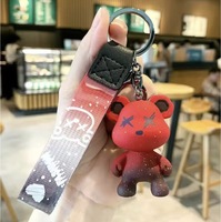 Porte-clés mignon en forme d'ours grincheux avec dégradé d'étoiles, en plastique léger, pendentif créatif, cadeau pour les couples