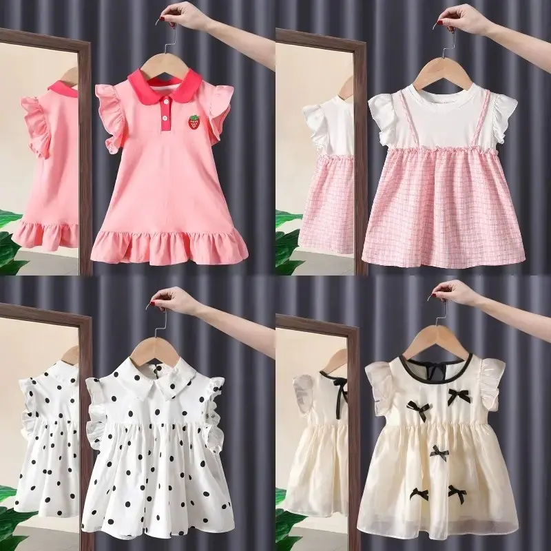 Bebê Saia Meninas Vestido De Verão Nova Saia Floral Infantil De Manga Curta Baby Party Dress Atacado
