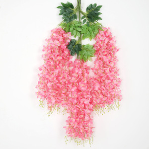 Artificial Wisteria Flowers Violet Plastic Vine Bouquet <b>For</b> Wedding Ceiling <b>Decorations</b> - Product Image 2