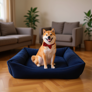 Cuccia per Cani Super Morbida Blu Scuro, Set Tre Pezzi in Corduroy e Cristallo - Product Image 3