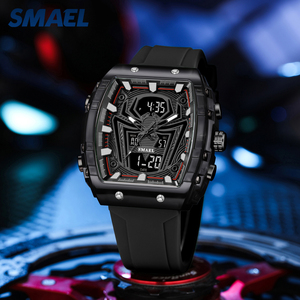 SMAEL 8116 นาฬิกาสายซิลิโคนสำหรับผู้ชายพร้อมนาฬิกาจับเวลา 50M กันน้ำ ระบบควอตซ์ คุณสมบัติไฟกลางคืน - Product Image 2