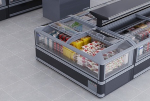 Congelatore a isola per supermercati di grande capacità con ripiano superiore e vetrina scorrevole per esposizione alimenti surgelati - Product Image 2