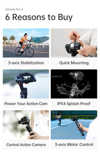 Estabilizador de Mano con Gimbal de 3 Ejes Hohem <span class=keywords><strong>ISteady</strong></span> Pro <span class=keywords><strong>4</strong></span> para Cámaras de Acción GoPro 12/11/10/9/8, Estabilizador para Osmo Action - Product Image 6