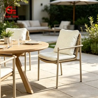 Chaise de jardin moderne en aluminium pour l'extérieur, chaise de salle à manger d'hôtel, coussins imprimés, rembourrage en mousse, confortable