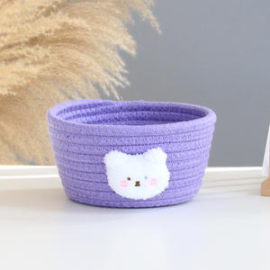 Pinceaux de maquillage ronds animaux mignons organisateur bureau décor à la maison salon Snack Bin bébé jouets coton corde paniers de rangement - Product Image 6