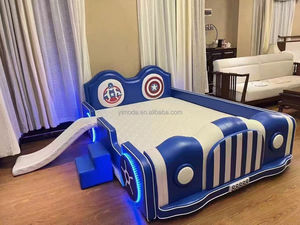 Lit de voiture pour enfants tout compris à dossier haut lit de course pour enfants lit de dessin animé de voiture de sport pour garçon - Product Image 5