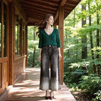Jeans de haute qualité, surdimensionnés, respirants, à couleurs contrastées, style streetwear, à jambes larges, décontractés, en denim bleu pour femmes
