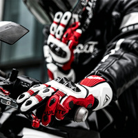 Gants de moto en cuir véritable de qualité supérieure avec protection des articulations en fibre de carbone |   Équipement tactile personnalisé à marque privée tout-en-un