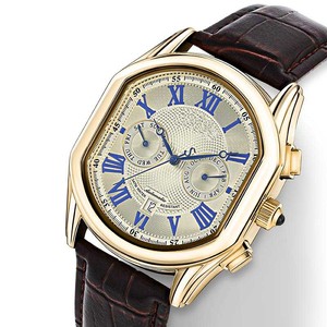 Reloj de Hombre con Bisel Dorado Fusionado, Logotipo Personalizado, Mecánico Automático, Esfera con Números Romanos, Fondo Transparente, Reloj de Pulsera para Hombre - Product Image 2