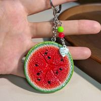 Nouveauté très demandée : Porte-clés en résine en forme de tranche de fruit, mignon et léger, pendentif breloque fruit simulé, ornement de sac pour filles