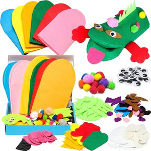 Sanat zanaat keçe çorap kukla oyuncaklar, yaratıcı DIY yapmak kendi ponponlar Wiggle gooeyes gözler hikaye anlatma rol oynamak - Product Image 1