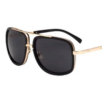 Lunettes de soleil vintage à double faisceau avec grande monture Lunettes de soleil carrées en métal