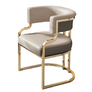 Silla de Comedor de Lujo Moderna Dorada de Estilo Contemporáneo en Acero Inoxidable y Cuero para Uso en Hogar, Hotel y <span class=keywords><strong>Restaurante</strong></span> - Product Image 3