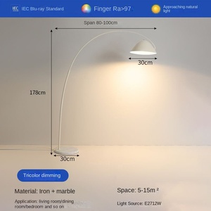 Diseño moderno Ajustable Forma de pez Piso Oro Negro Base arqueada Mármol creativo Acero inoxidable LED Múltiples Amarillo Rojo) Hoteles - Product Image 6
