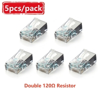 Résistance de terminaison RJ45 double 120 ohms avec deux connecteurs de terminaison 8P8C 120 ohms pour système CAN Bus Modbus DMX CPI