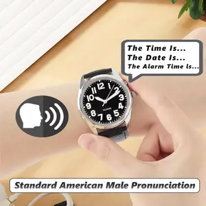 Atomic Talking Wrist Watch With Alarm Speaks Time Day Date Year