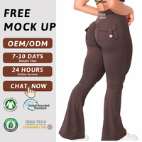 Leggings évasés personnalisés OEM pour femmes avec poches cargo, effet froncé aux fesses, taille haute, coupe bootcut, vente en gros, fabricant d'ensembles