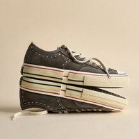 Chaussures unisexes en daim lavé à lacets, baskets vulcanisées à semelle épaisse, style rétro japonais, respirantes, pour le skate, en coton, printemps-été 2026
