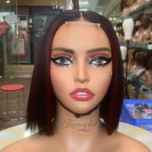 Peluca de cabello humano liso extremo de 8 pulgadas, súper doblemente trenzada, estilo bob, color piano P1B/99J, con cierre 2x6 Kim K, de origen vietnamita - Product Image 3