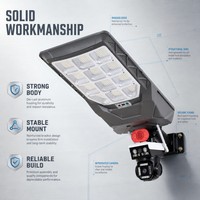 Lámpara Solar CCTV DIALux con Cuerpo de Aluminio Fundido a Presión, Luz Roja de Advertencia, para Cercas Perimetrales, Depósitos Logísticos