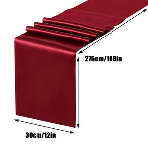 1 chemin de table en satin de soie bordeaux, 12 x 108 pouces, pour mariage, banquet, remise de diplômes, fête d'anniversaire, décoration - Product Image 2