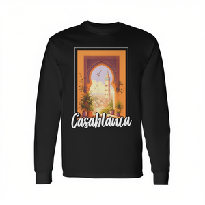 T-shirt à manches longues souvenir de voyage Casablanca, design vue sur la ville du Maroc - Product Image 2