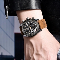 Reloj BENYAR para hombre 5120 moda multifunción impermeable deportes marea relojes de cuarzo negocios cuero genuino luminoso pulsera de lujo