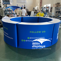 Comptoir de salon unique Tables de marque pliantes en contreplaqué circulaire Podium d'exposition publicitaire personnalisé pour événement promotionnel