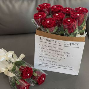 Bouquet de fleurs artificielles en peluche torsadées, faites à la main, multicolores, 40 cm, cadeaux pour la Saint-Valentin - Product Image 1