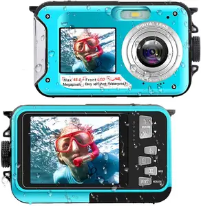 2.7พันกันน้ำกล้องดิจิตอล Full HD 48MP บันทึกวิดีโอจุดและยิงกล้องใต้น้ำ