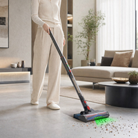 Aspirateur 2-en-1 à main et sur pied avec tête LED pour sols durs, tapis et poils d'animaux, rechargeable par Type-C