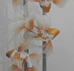 Nouvel Arrivage S514 : Décor de Fond Géant <span class=keywords><strong>en</strong></span> Gaze Fait Main, Poisson Koi Géant Artificiel <span class=keywords><strong>en</strong></span> <span class=keywords><strong>Organza</strong></span>, Poisson Koi Artificiel Grand Format - Product Image 6