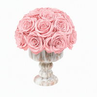 Décorations de Luxe pour la Maison : Vase à Fleurs en Marbre Rose, Plantes Éternelles, Roses Préservées à Vie