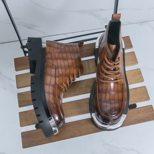 Bottes de travail de luxe pour hommes, mi-mollet, à lacets sur le devant, à semelle épaisse, style designer, pour le commerce international - Product Image 2