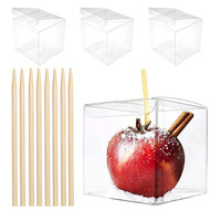 Vente en gros de bâtonnets de bonbons en plastique transparent caramel boîtes de pommes contenants emballage en PVC recouvert de chocolat cadeau de faveur de fête boîte pomme