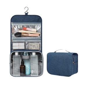 Personalizado Cremallera Baño Pvc Oxford Inodoro Azul Viaje Roll Up Wash Toiletry Aislado Colgador Maquillaje Cepillo Organizador Bolsa Hombres - Product Image 6