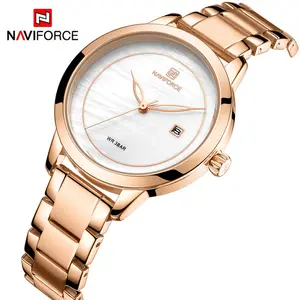 玫瑰金手表为女性石英手表女士顶级品牌 NAVIFORCE 5008 Relogio Feminino 女性手镯时钟手表