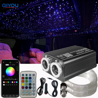 Kit de plafonnier étoilé 32W pour voiture, décoration intérieure de camion, double port RGBW, activé par la musique, contrôle RF et APP, 6,5 pieds/2m, 1200 fibres optiques