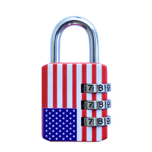 Combination <b>Padlock</b> With Union Jack Design 3 Digit Resettable Lock For Luggage Travel Bags Hardware Stationery - Product Image 2