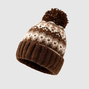 Bonnet tricoté Jacquard automne et hiver chapeau d'extérieur plus épais pour hommes et femmes avec motif de scène de plage imprimé pour les voyages - Product Image 4