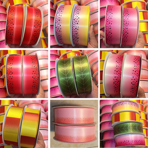 4 Adet Çift Taraflı Gökkuşağı Renkli Polyester Saten Kurdele 4cm 100 yard Yüksek Dayanımlı Kurdele Rulosu Baskılı Ombre Özel Gül Çiçekleri İçin - Product Image 3