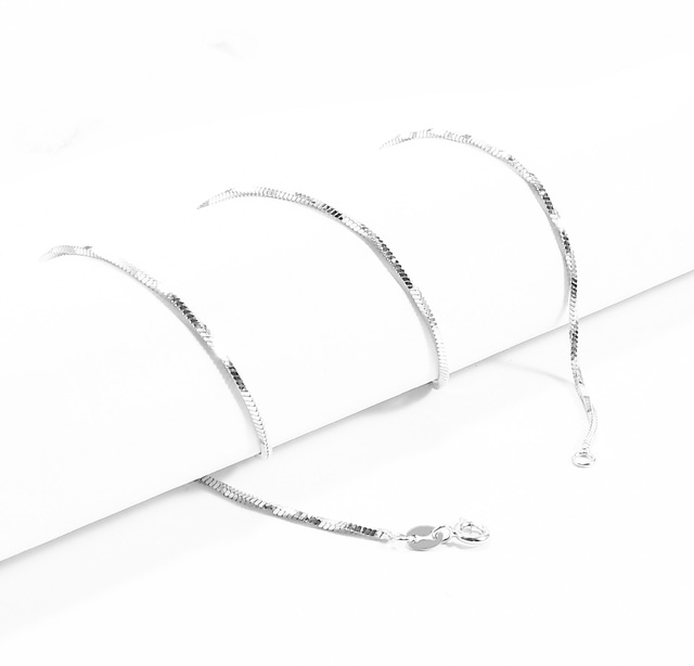Silver 925 Jewelry 1.2mm Twisted Round Snake Sterling Silver Chain 5.26 gram 45cm Necklace
