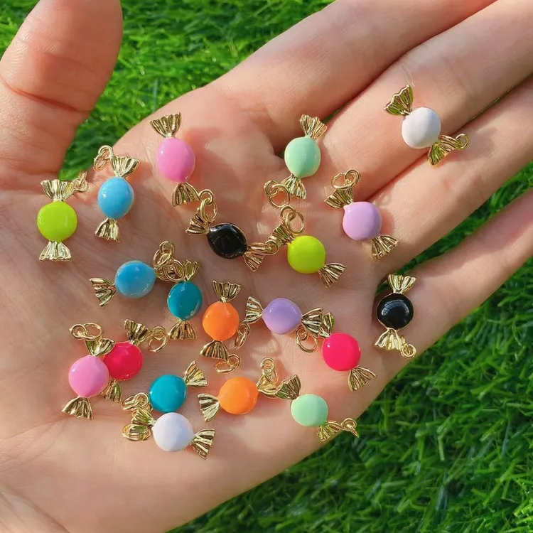 candy shape pendants for necklace make copper with enamel baked charms pastel summer color dijes pendants for jewelry making