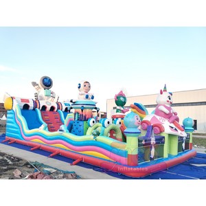 Château gonflable géant en PVC à prix d'usine, facile à installer pour les locations de fêtes en extérieur, avec toboggan pour enfants - Product Image 2